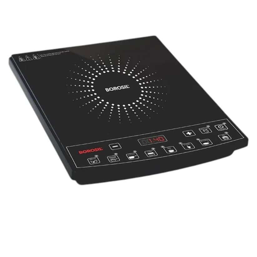 Borosil SmartKook 1600W induction cooktop hero shot in sleek black glass
