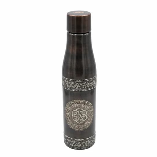 VIP Solo Antique Silver Foil 1050ml pure copper water bottle hero shot